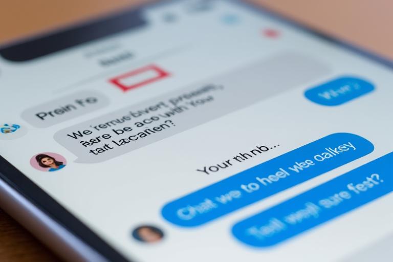 Smartphone screen showing a dating app chat interface with real-time typing indicators and new message notifications.
