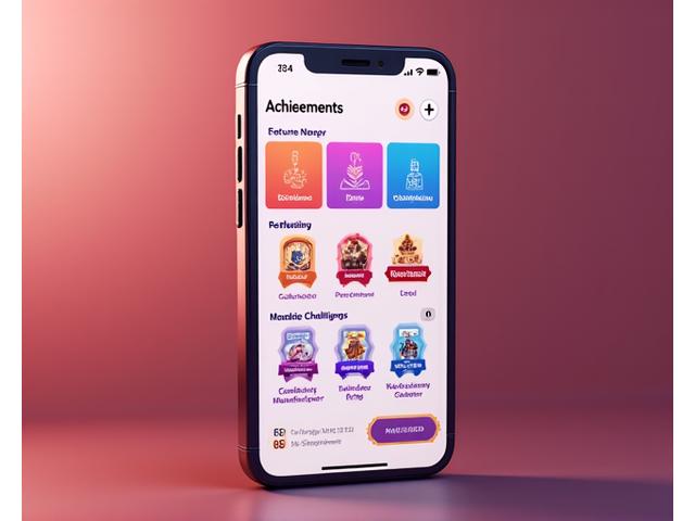App dashboard showing achievement badges and progress trackers for dating app users