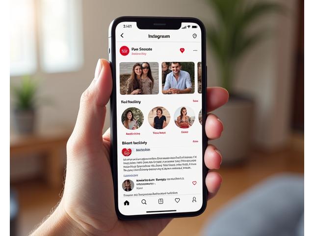 Mobile phone displaying a dynamic social feed with varied user posts, likes and comments